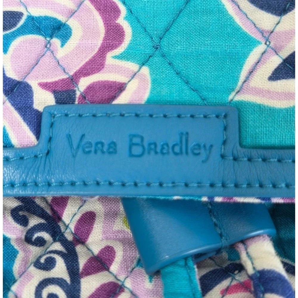 Vera Bradley Waikiki Turquoise Paisley Quilted Drawstring Backpack Cottagecore